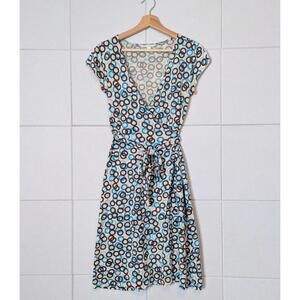 Vintage y2k Banana Republic silk jersey wrap front mod print dress